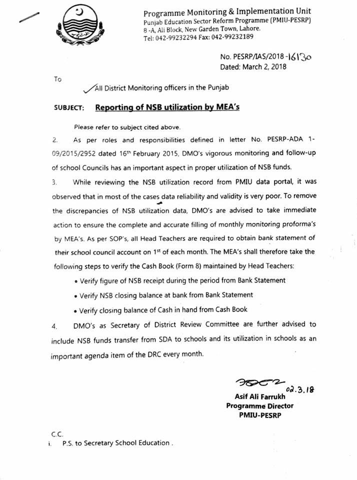 Reporting of NSB utilization by MEA's