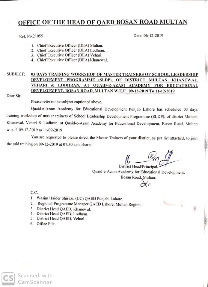 List of master trainer for SLDP